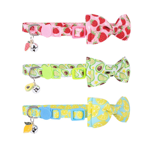 PUPTECK Cat Collar with Bell Breakaway 3 Packs, Kitten Collar with Bowtie for Boy Girl Small Pets, Puppy, Bunny Outfit Costume