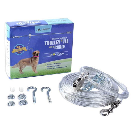 Reflective Dog Run Cable for Dog up to 125lbs