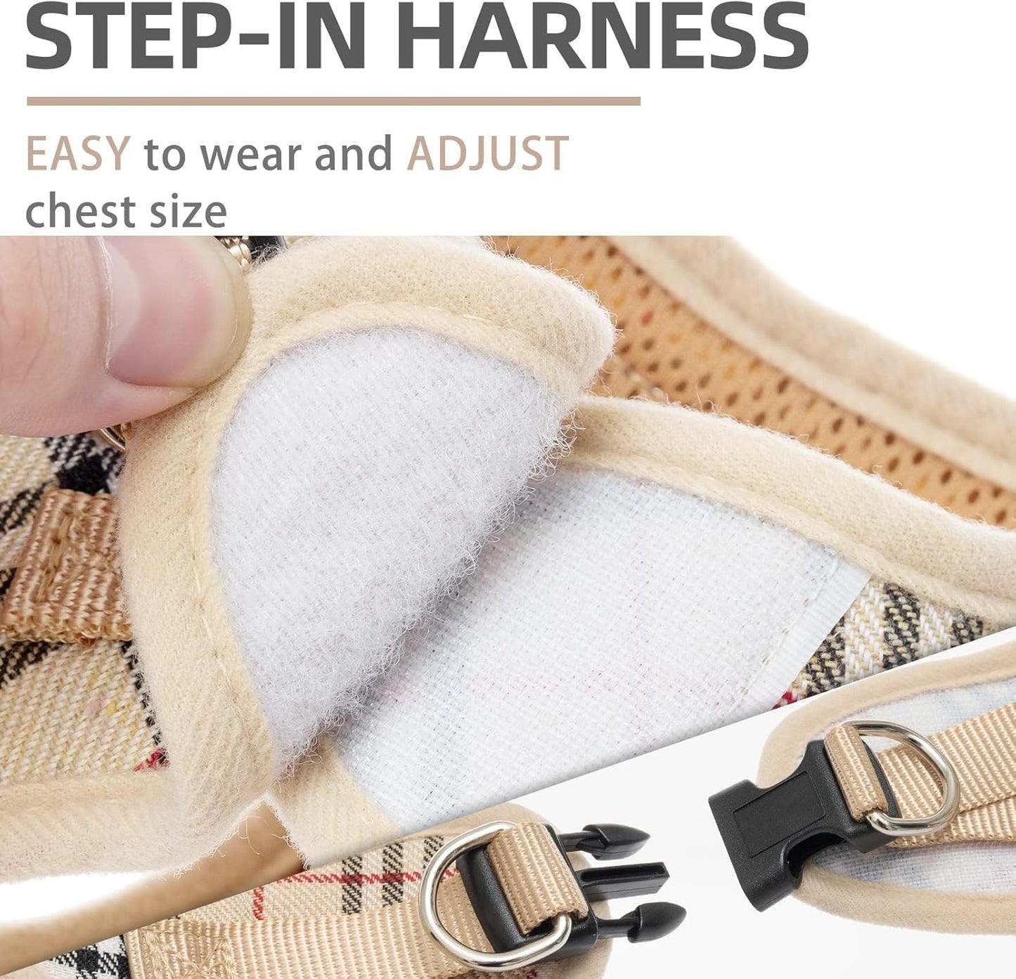 PUPTECK Adjustable Dog Harness Collar and Leash Set Step in No Pull Pet Harness for Small Medium Dogs Puppy and Cats Outdoor Walking Running, Soft Mesh Padded Reflective Vest Harnesses