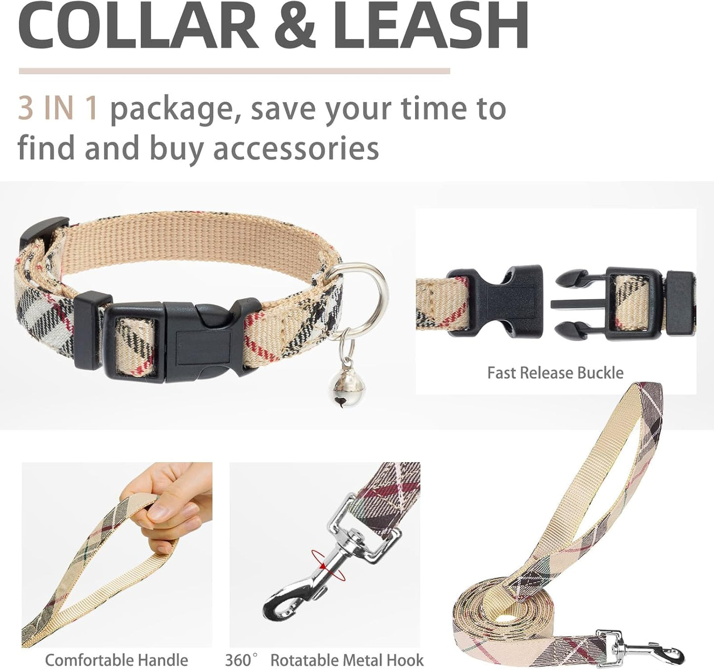 PUPTECK Adjustable Dog Harness Collar and Leash Set Step in No Pull Pet Harness for Small Medium Dogs Puppy and Cats Outdoor Walking Running, Soft Mesh Padded Reflective Vest Harnesses