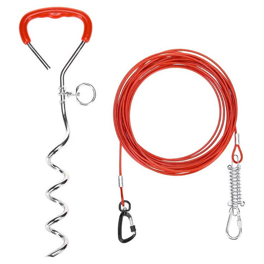 Dog Stake and Cable for Beach, Camping, Outdoor