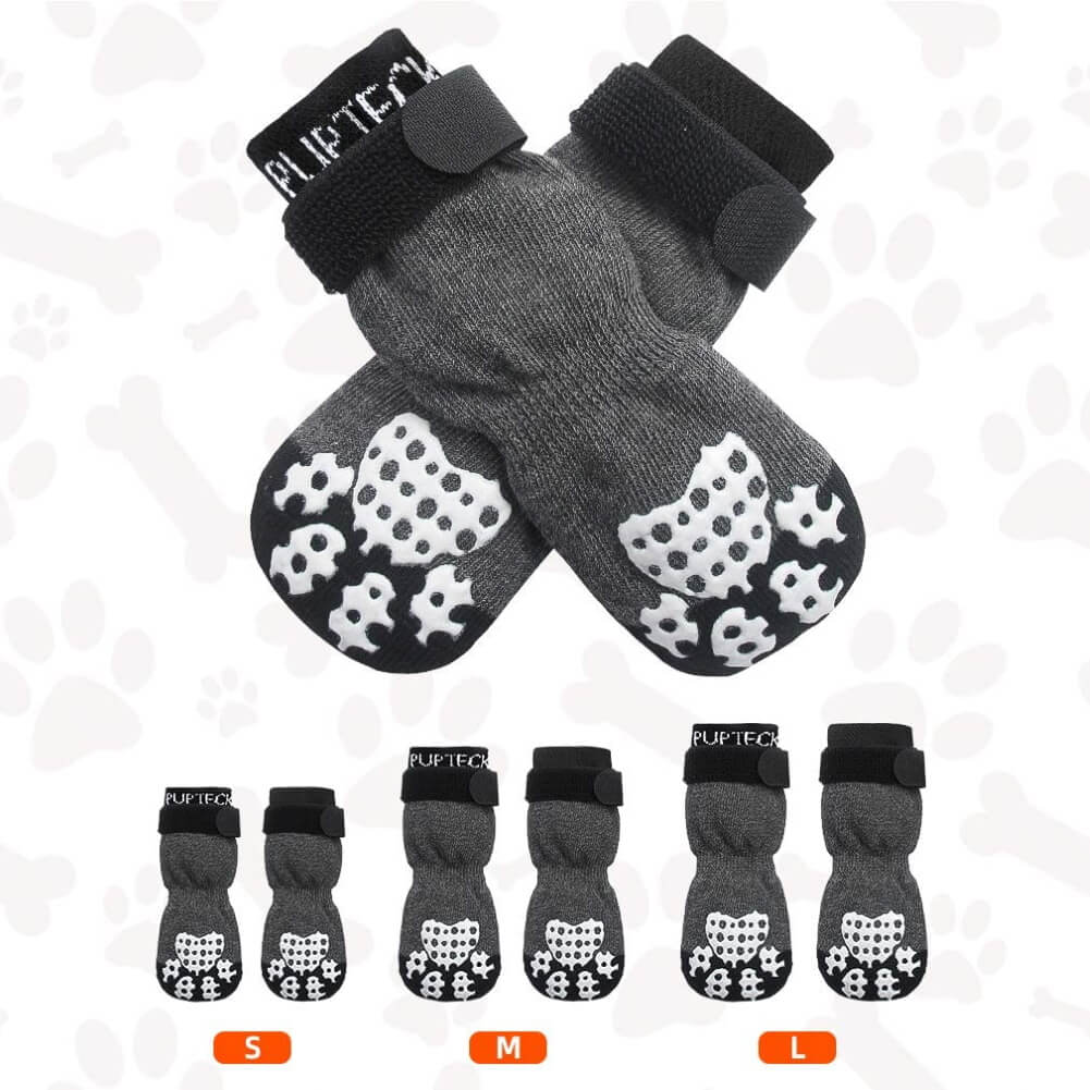 Double Side Anti-Slip Dog Socks with Adjustable Straps for Indoor Wear -  PUPTECK